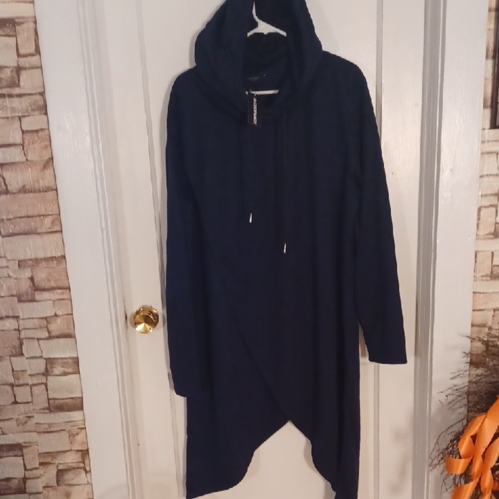 Women's Navy Blue Hooded Top Women's Size Xlarge Coofandy